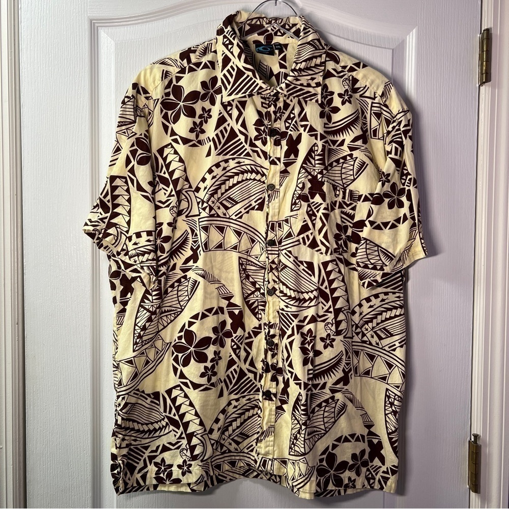 Ocean Origin Brown and Cream Hawaiian Figi Shirt Men’s 2XL